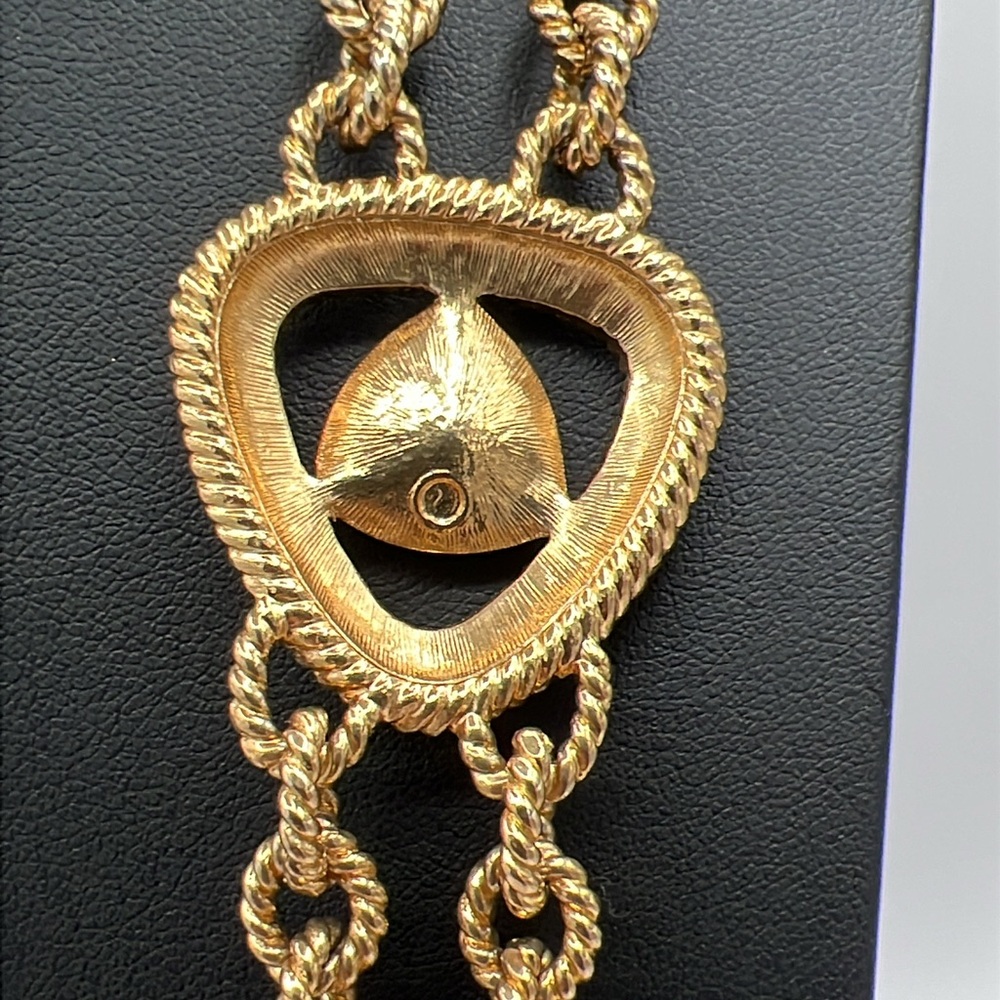 SWAROVSKI Swan Mark Gold Byzantine Chunky Necklace With Clear Crystals - Picture 4 of 7